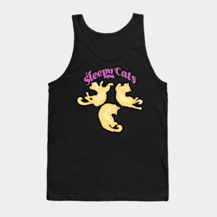 Sleepy Cats in Pink Tank Top